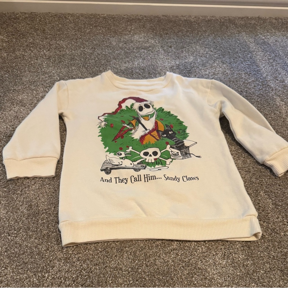Disney Nightmare Before Christmas Cream Sweatshirt with Holiday Graphic